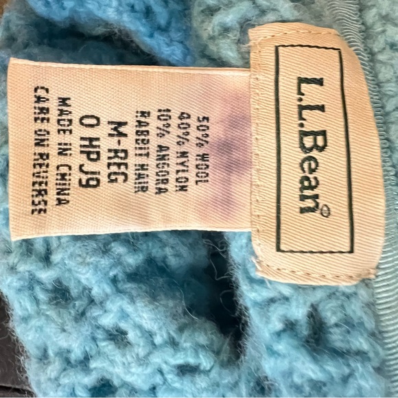 LL Bean Wool Angora Blend Thick Chunky knit Cardigan Blue Sz M Button Down - Picture 7 of 9